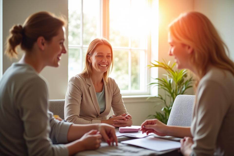 Smiling coach and client reviewing notes, embodying personalized lifestyle coaching